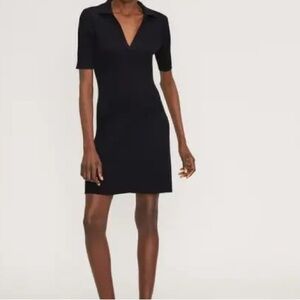 Everlane Viscose Knit Polo Midi Dress In Black NWT Small